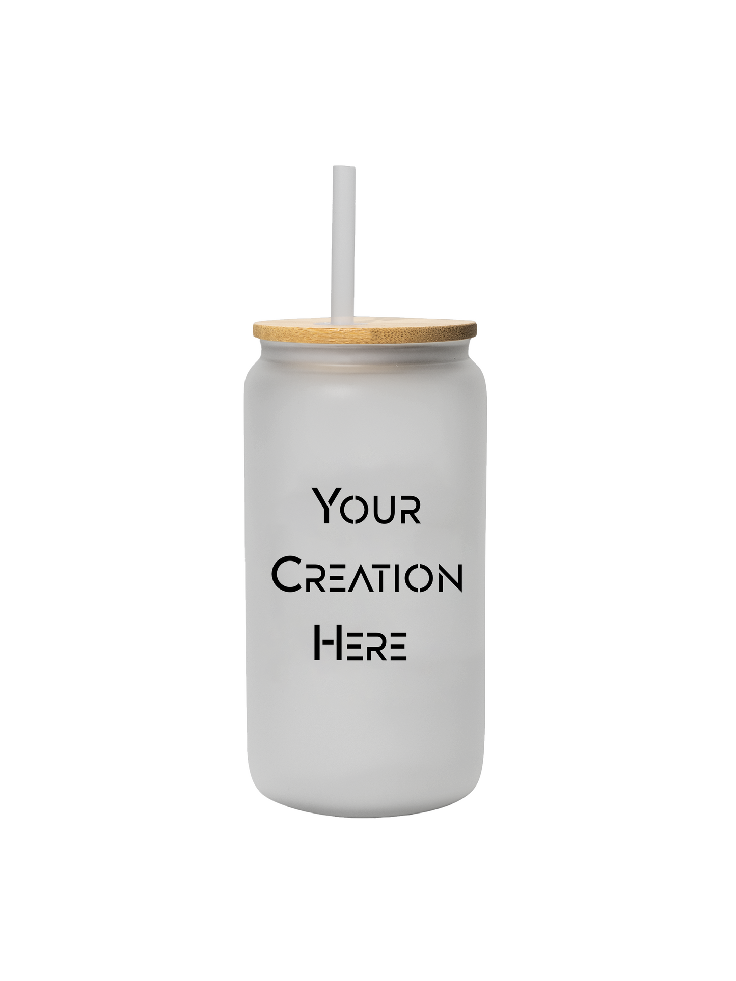 16 OZ Glass Tumbler Skinny Straight Frosted with Bamboo Lid, Plastic Straw & metal straw and brush