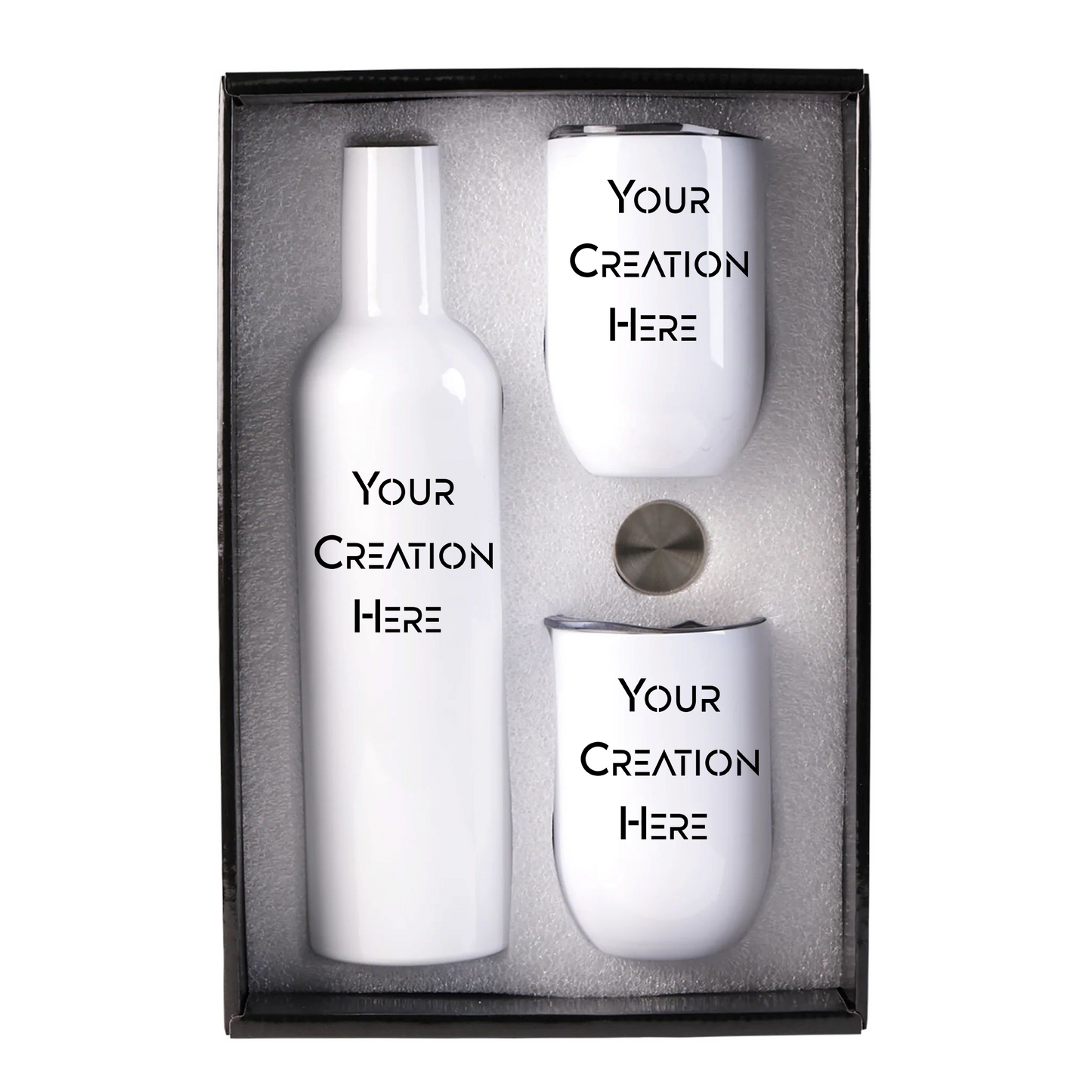 Gift box Wine Tumbler and Bottle Gift Set Stainless Steel Wine Tumblers 2 Pcs 12 oz and 1 Pcs 26 oz