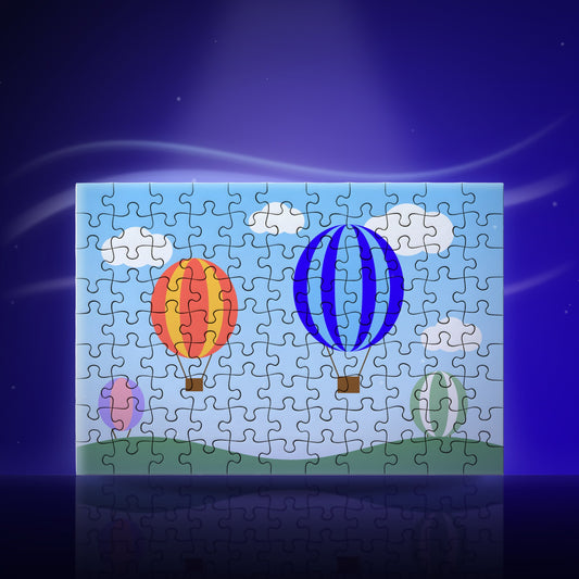 Custom photo puzzle with a hot-air balloon illustration