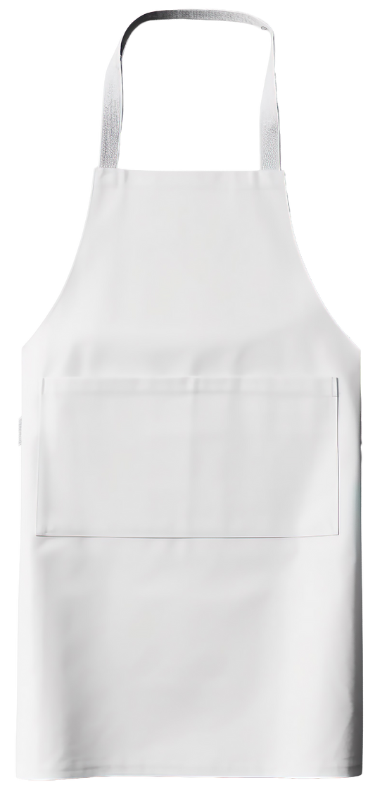 Blank white chef apron with front pocket