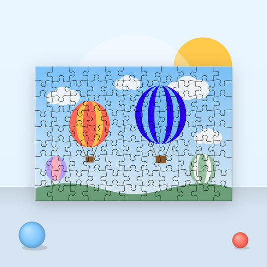 Custom photo puzzle with a hot-air balloon illustration