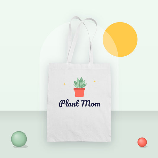 Custom printed tote bag with a Plant Mom design